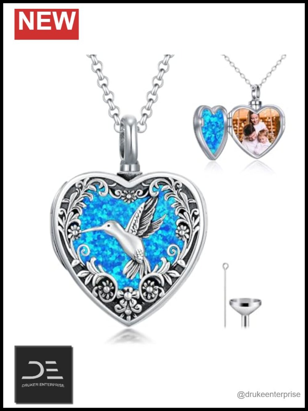 925 Sterling Silver Heart Urn Locket Necklace for Ashes and Pictures,